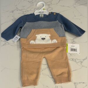 NWT Little Me Bear Sweater Set